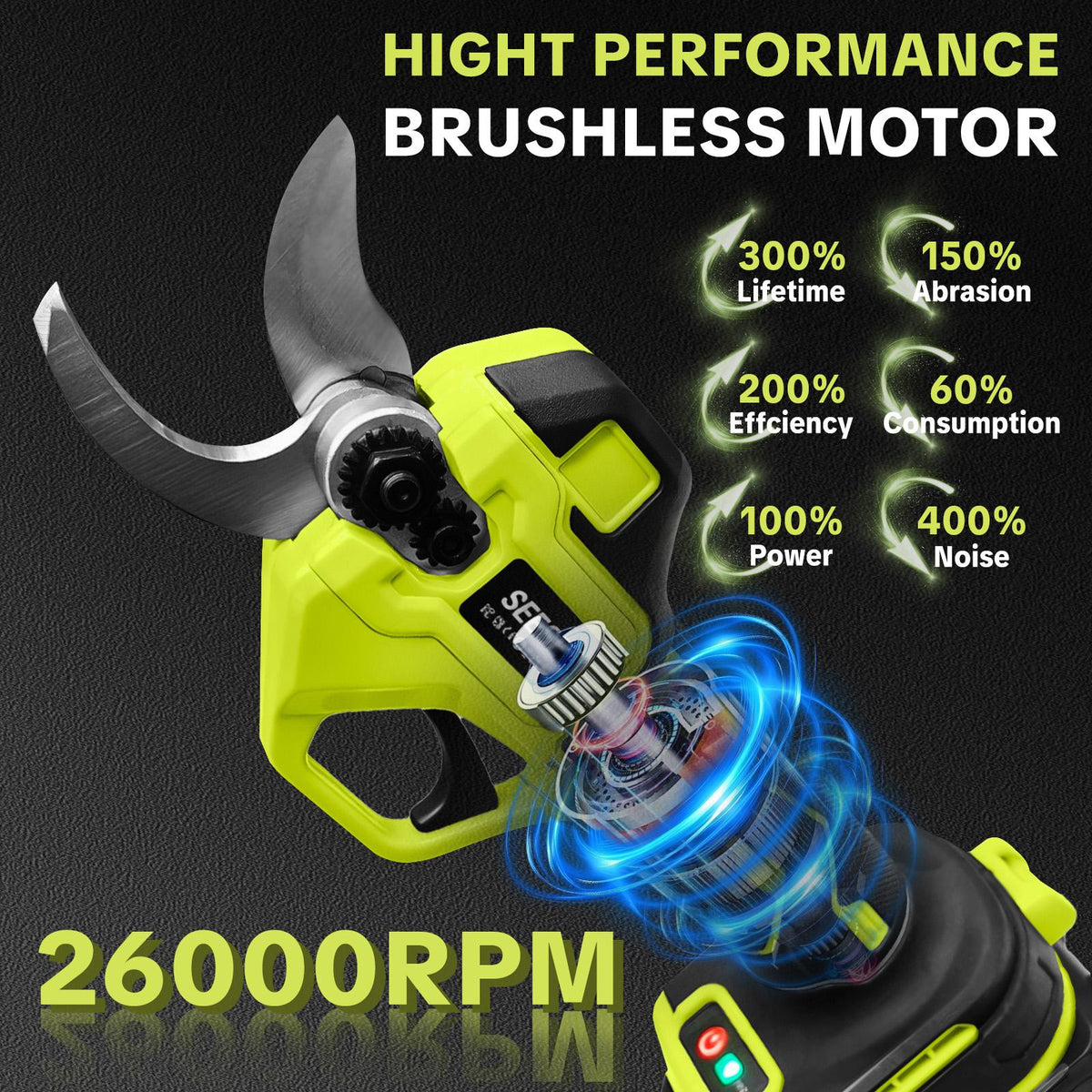 Cordless Electric Garden Pruning Shears, 1.25‑Inch Cutting Diameter Brushless Power Pruner with Dual 21V Batteries for Tree and Flower Trimming