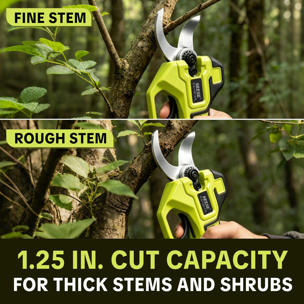 Cordless Electric Garden Pruning Shears, 1.25‑Inch Cutting Diameter Brushless Power Pruner with Dual 21V Batteries for Tree and Flower Trimming