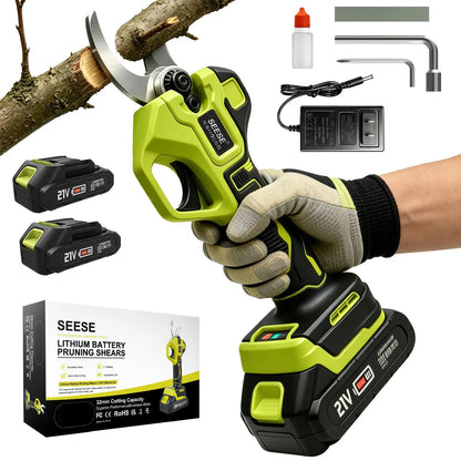 Cordless Electric Garden Pruning Shears, 1.25‑Inch Cutting Diameter Brushless Power Pruner with Dual 21V Batteries for Tree and Flower Trimming