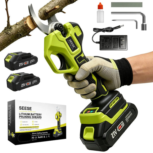 Cordless Electric Garden Pruning Shears, 1.25‑Inch Cutting Diameter Brushless Power Pruner with Dual 21V Batteries for Tree and Flower Trimming